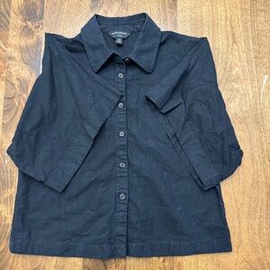 Banana Republic XS Black Linen Blend Camp Shirt
